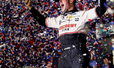 Austin Cindric celebrates in victory lane after winning the NASCAR Cup Series 64th Annual Daytona 500 at Daytona International Speedway on February 20.