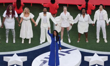 Mickey Guyton performs at Super Bowl LVI.