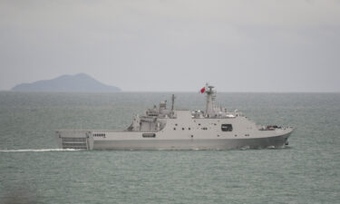 The Chinese navy amphibious transport dock Jinggang Shan is seen in an image released by the Australian military on Saturday.