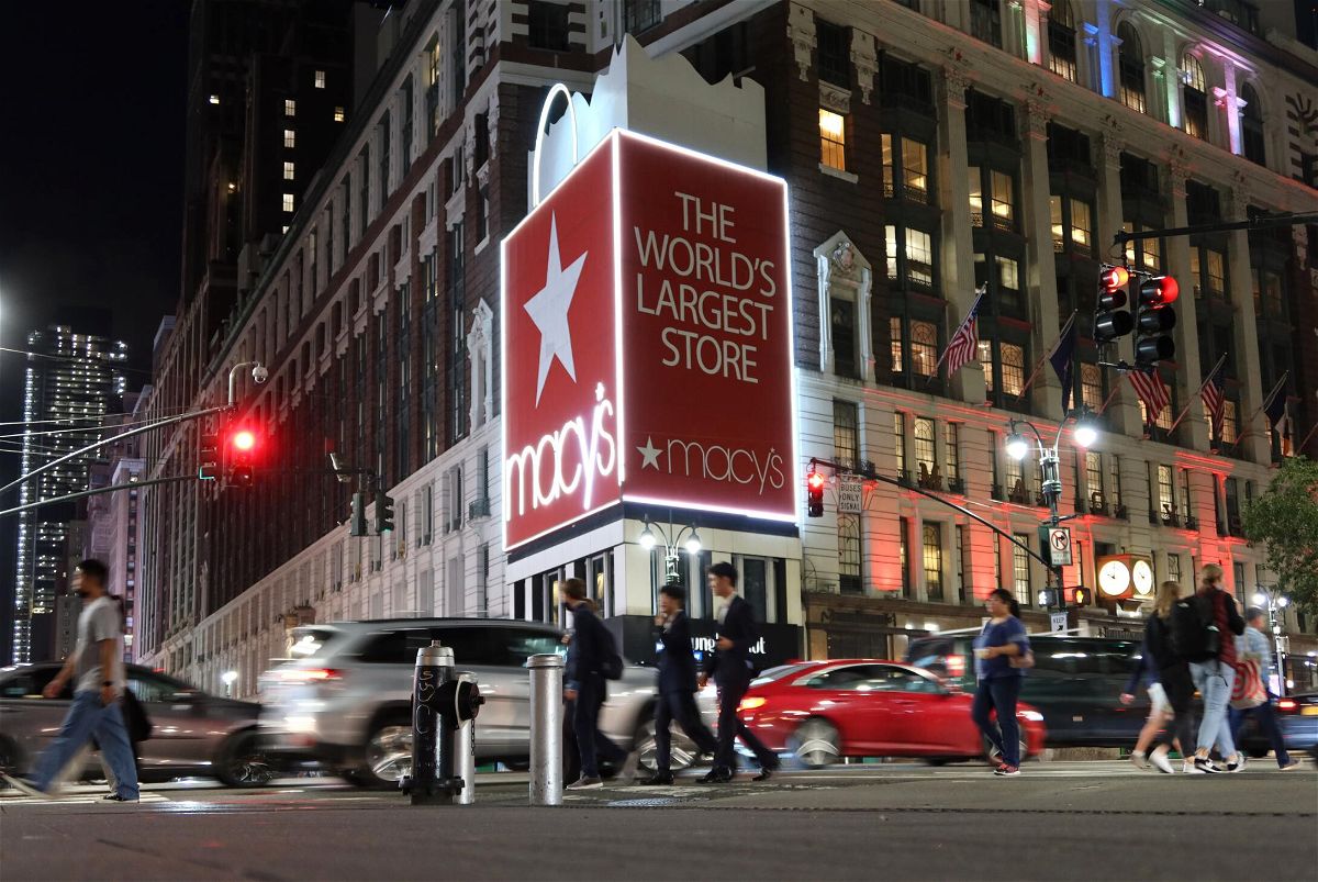 <i>Gary Hershorn/Corbis News/Getty Images</i><br/>Macy's billboard in front of the Macy's Herald Square store on Oct. 8