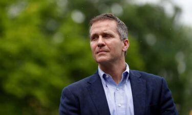 Then-Missouri Gov. Eric Greitens waits to deliver remarks near the capitol in Jefferson City in this May 17