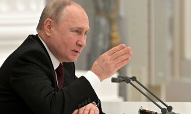 Russian President Vladimir Putin speaks during a Security Council meeting in the Kremlin on Monday.