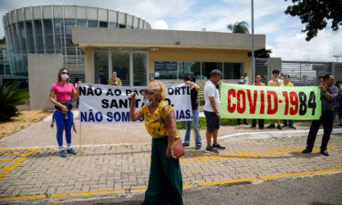 Bolsonaro supporters demonstrate against Covid-19 vaccines outside the Pan American Health Organization headquarters in Brasilia on January 4.