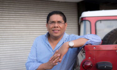 Nicaraguan radio broadcasting sports journalist Miguel Mendoza poses for a picture in Managua on August 15