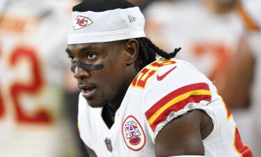 Chris Lammons of the Kansas City Chiefs looks on during the second half of a game against the Las Vegas Raiders at Allegiant Stadium on November 14