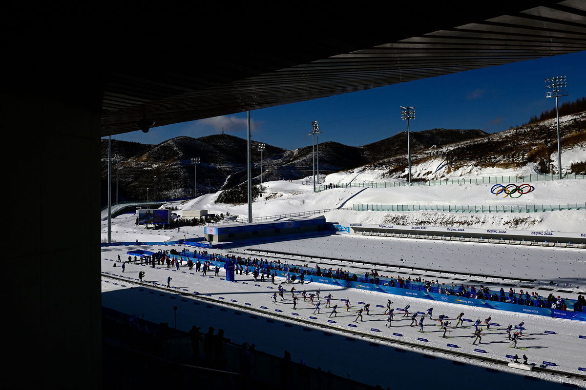 <i>Tobias Schwarz/AFP/Getty Images</i><br/>Athletes take the start of the Biathlon women's 12.5km Mass Start event