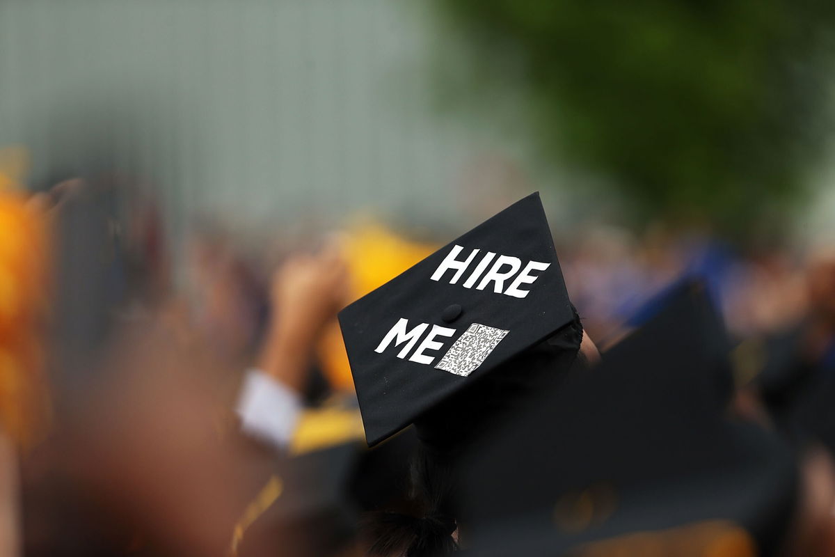 <i>Spencer Platt/Getty Images</i><br/>A graduating student's cap declares their future intentions during commencement exercises at City College where First lady Michelle Obama delivered the commencement speech after being presented with an honorary doctorate of humane letters at City College on June 3