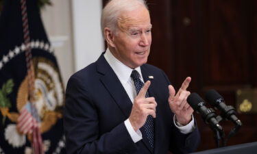 President Joe Biden in the Roosevelt Room of the White House on Friday