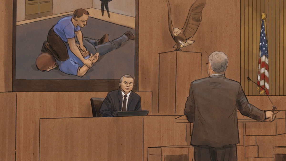 <i>Cedric Hohnstadt/AP</i><br/>In this courtroom sketch