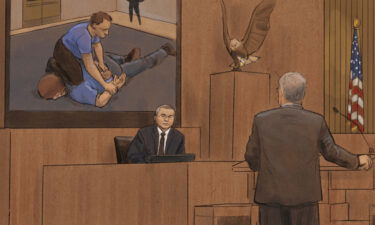 In this courtroom sketch