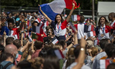 A crowd during the Olympic Games handover ceremony on August 8