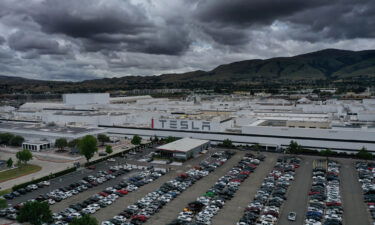 An aerial view of the Tesla Fremont Factory on May 12