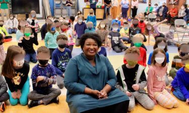 Deleted Abrams tweet shows her maskless at Glennwood Elementary School on Friday Feb 4.