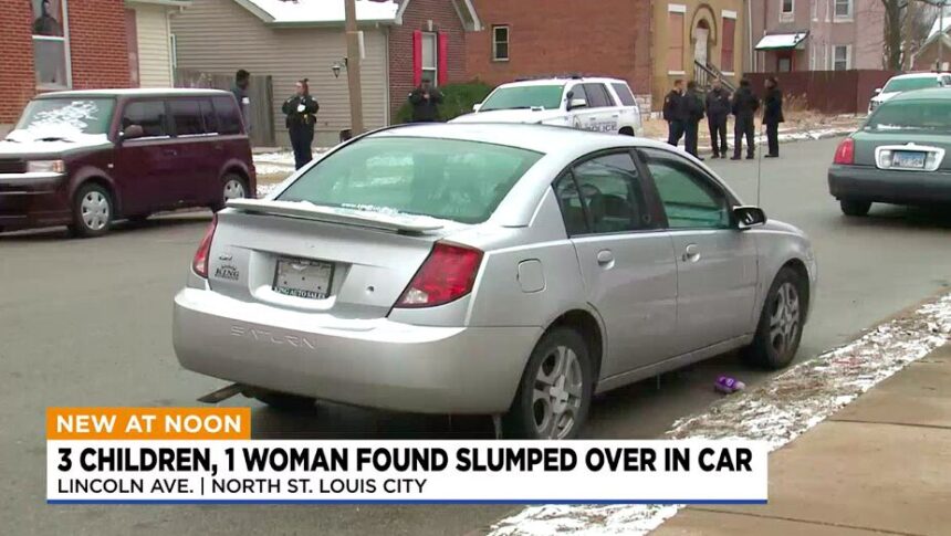 <i>KMOV</i><br/>A woman and three young children were found slumped over inside a car Friday morning that had been running all night in North City.