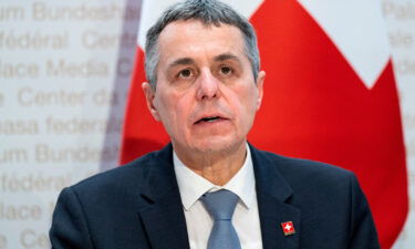 Swiss Federal President Ignazio Cassis speaks during a press conference in Bern