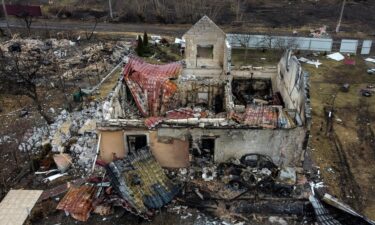 This aerial view taken near Kyiv on March 30