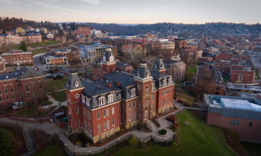 A charge against a West Virginia University student previously accused of making terroristic threats was dismissed without prejudice in 2021. This aerial photo shows West Virginia University's campus.