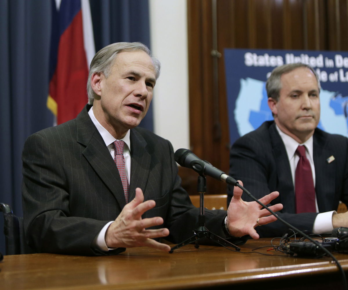 <i>Erich Schlegel/Getty Images/File</i><br/>Greg Abbott is pictured in 2015. A Texas appeals court reinstated a temporary injunction on March 22 ensuring families seeking gender-affirming care for their trans children cannot be investigated by state authorities.