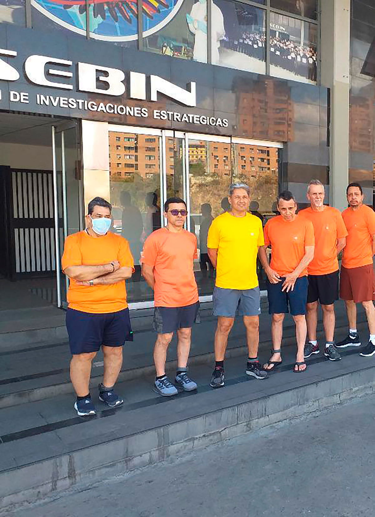 <i>Jorge Arreaza/Venezuela's Foreign Ministry/AP/FILE</i><br/>This undated file photo shows former CITGO oil executives standing outside the Bolivarian National Intelligence Service