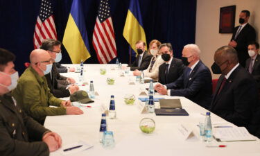 President Joe Biden joins a meeting between U.S. Secretary of State Antony Blinken