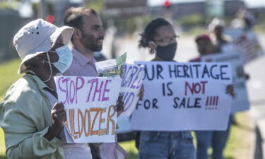 Protesters during the Liesbeek Action Campaign on November 2021 in Cape Town