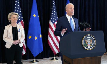 President Joe Biden and European Commission President Ursula von der Leyen talk to the press about the Russian invasion of Ukraine