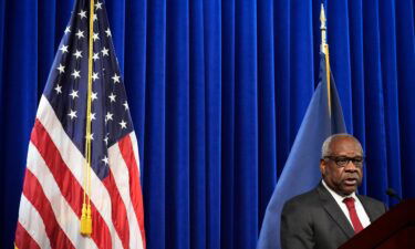 Associate Supreme Court Justice Clarence Thomas speaks at the Heritage Foundation in 2021 in Washington