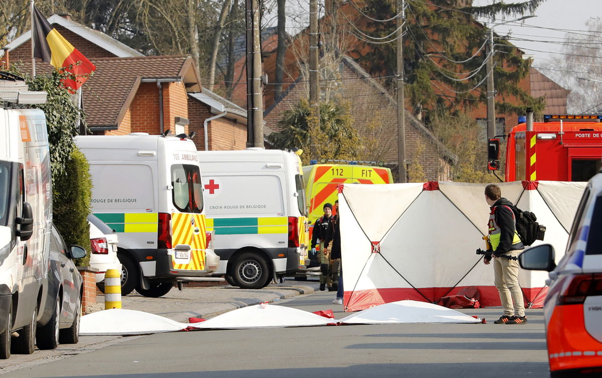 <i>Julien Warnand/EPA-EFE/Shutterstock</i><br/>Emergency services attend the scene in Strepy Bracquegnies