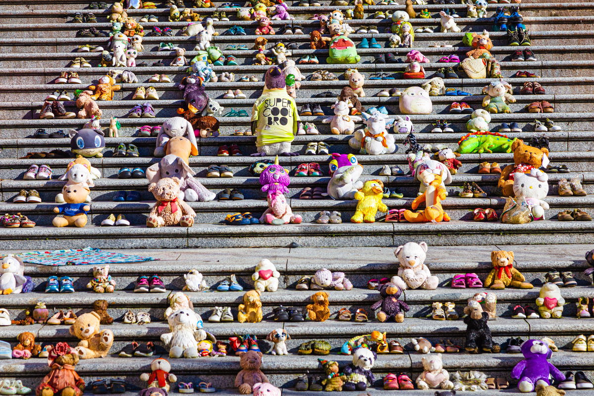 <i>Roy LANGSTAFF/Alamy</i><br/>Children's shoes and toys displayed in Vancouver