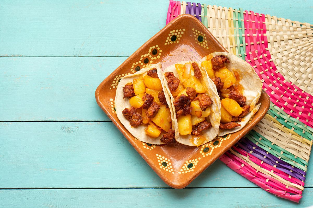 <i>Adobe Stock</i><br/>Start the day off by making a delicious breakfast of traditional Mexican chorizo with potato tacos.