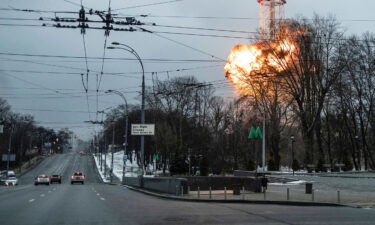 A blast is seen in the TV tower