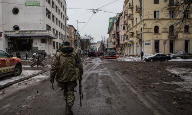 Residential building in the city center bombed by the Russian armed forces in Kharkiv