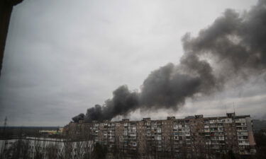 Smoke rises after shelling by Russian forces in Mariupol