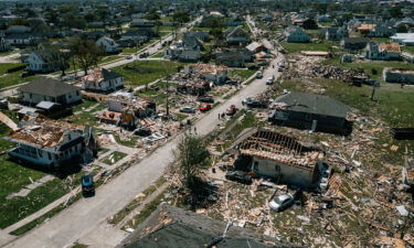 Homes sit in ruins following a tornado on March 23 in Arabi