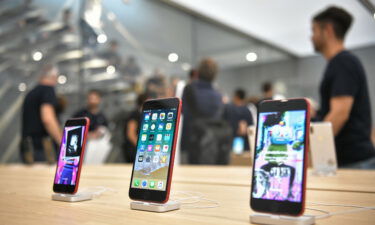 iPhones on display at the Apple Store Liberty in Milan