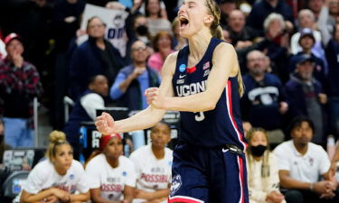 Connecticut guard Paige Bueckers scored 15 of her 27 points during the overtime periods.