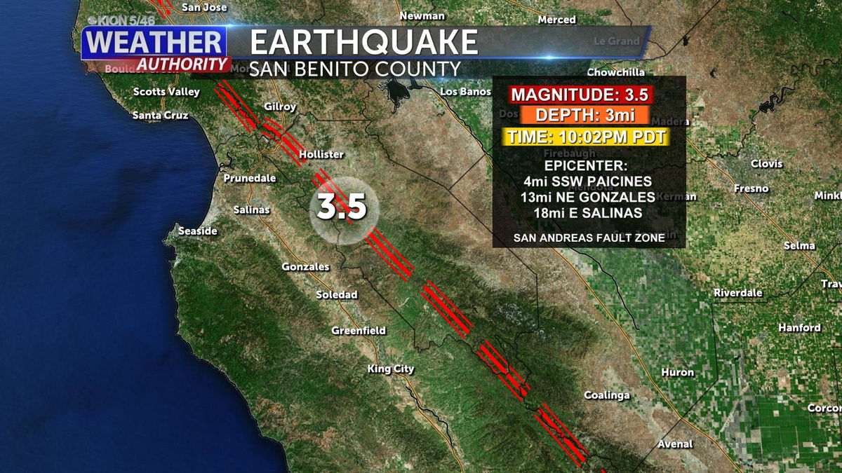 Magnitude 3.5 earthquake south of Hollister – KION546