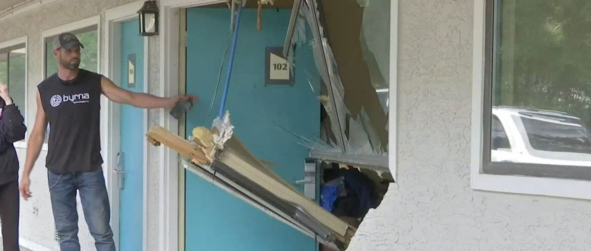 <i>WALA</i><br/>A couple is happy to be alive after a car crashed into their motel room in Mobile