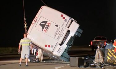 Two people had to be flown to the hospital after a private charter bus carrying college baseball players rolled over along Highway 290 and FM 362 late Wednesday night in Waller County.