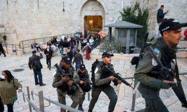 Israeli security forces patrol Jerusalem's Old City on March 8.