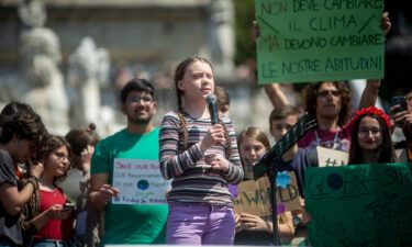 Swedish activist Greta Thunberg urges action to combat the climate crisis in April 2019 in Rome.