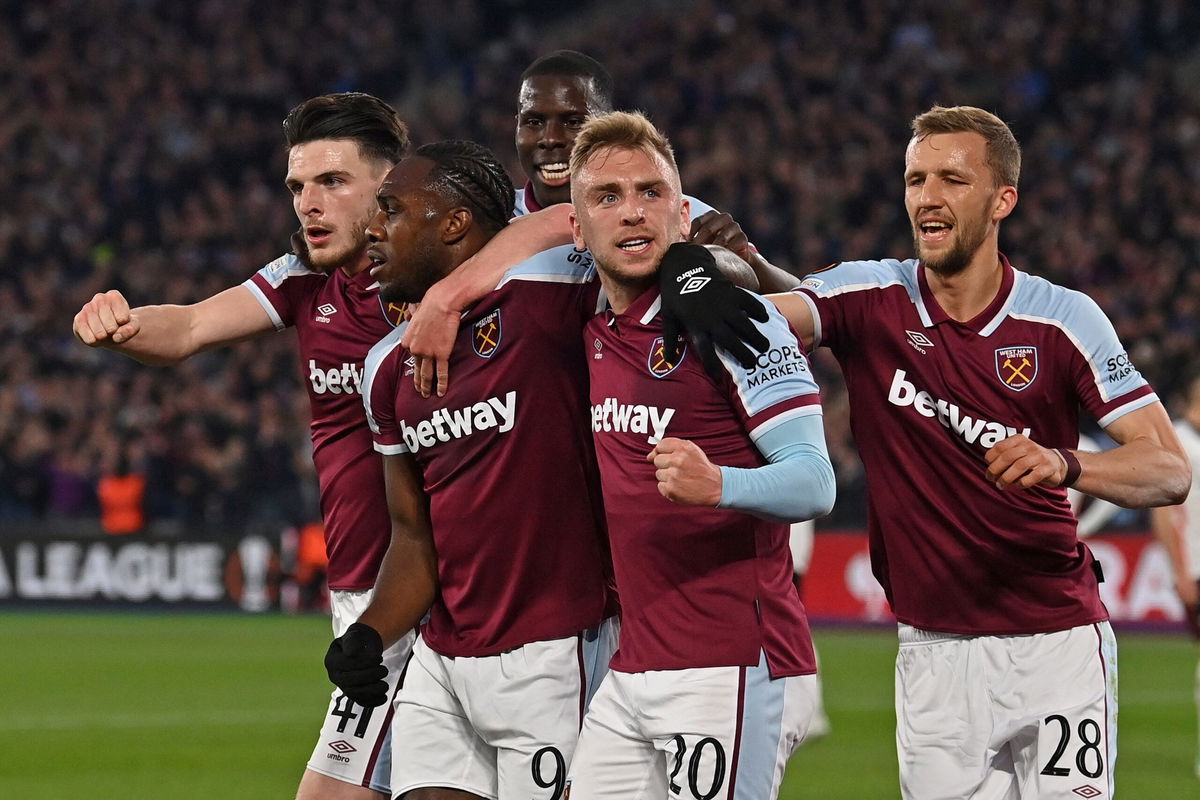 <i>GLYN KIRK/AFP/AFP via Getty Images</i><br/>The incident occurred in the stands after Michail Antonio scored for West Ham.