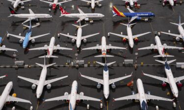 Boeing 737 Max airplanes sit parked at Boeing Field on November 18