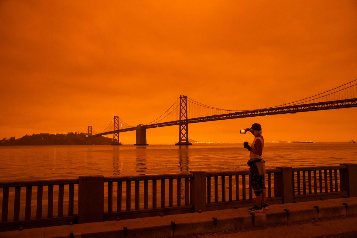 <i>Philip Pacheco/Getty Images</i><br/>Smoke from various wildfires are seen here burning across Northern California