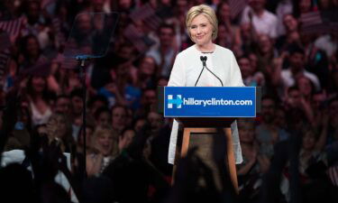 Then Democratic presidential candidate Hillary Clinton speaks during a primary night rally at the Duggal Greenhouse in the Brooklyn Navy Yard