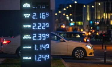 Fuel prices on a sign at a Total gas station in Berlin