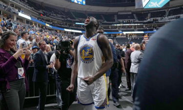 Green celebrates after the win against the Nuggets.