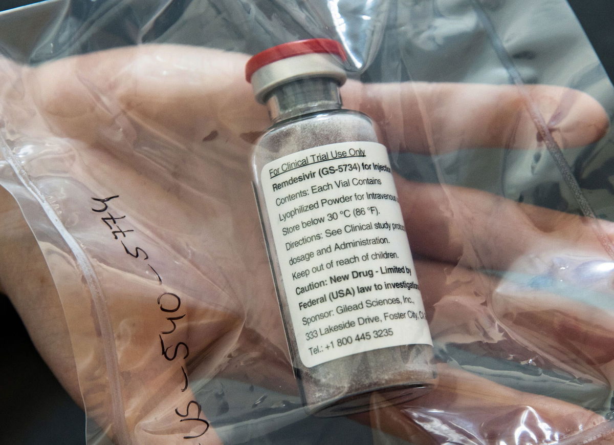 <i>Ulrich Perrey/Pool/AFP/Getty Images</i><br/>The US Food and Drug Administration has approved Monday Remdesivir to treat young children with Covid-19. Pictured is a vial of the drug Remdesivir.