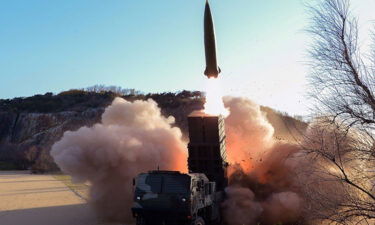 An image published by North Korean state media purporting to show a weapons test on April 16.