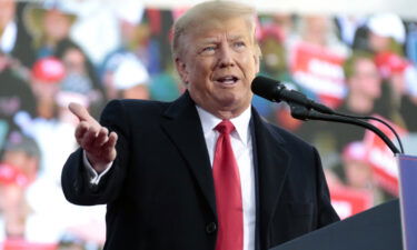 Former President Donald Trump speaks at a rally in Selma